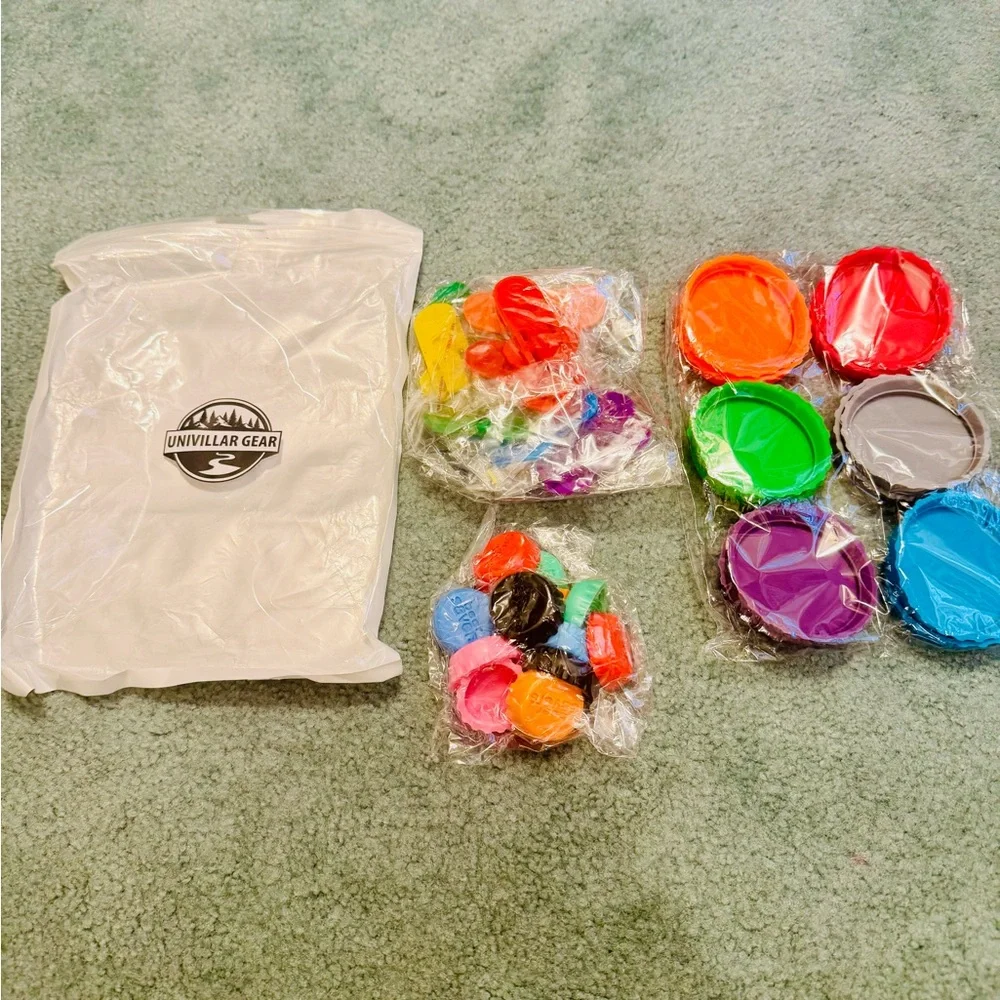 Colorful Party Silicon Beer Caps Can Covers and Can Opener Bundle NIB PACK OF 36